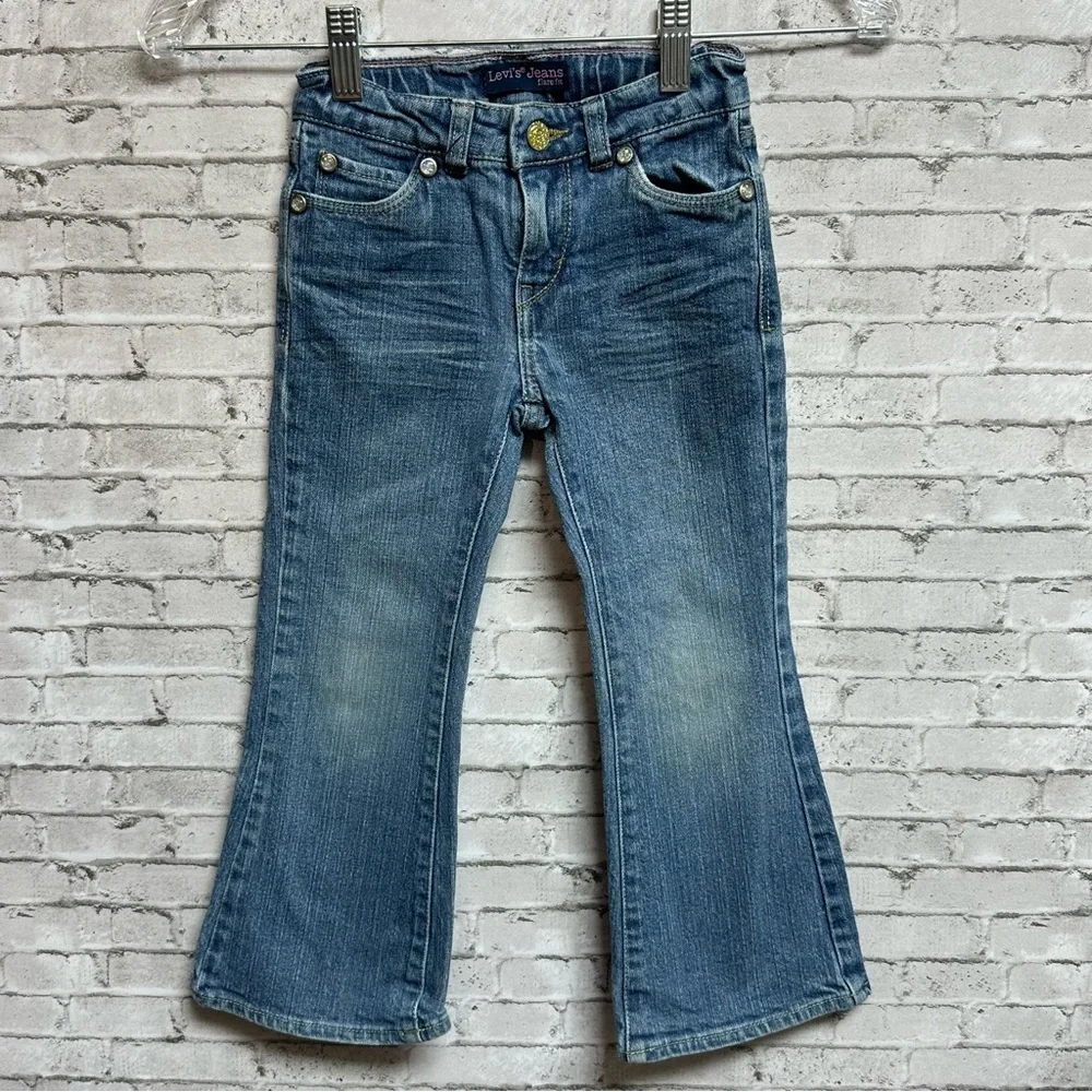 Levi's Jeans Flare Fit Kids 4 Regular Jeans Sparkle Buttons Flap Pockets